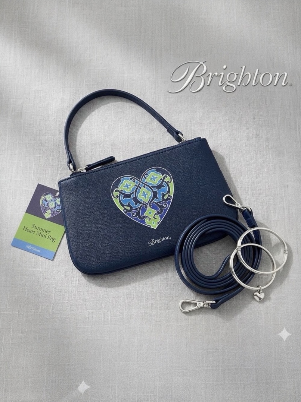 NWT Brighton Summer Heart Mini Crossbody – Navy Sophia Collection